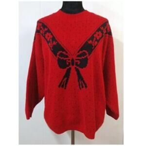 Vintage 80's Bow Classic Essentials Red Sweater M